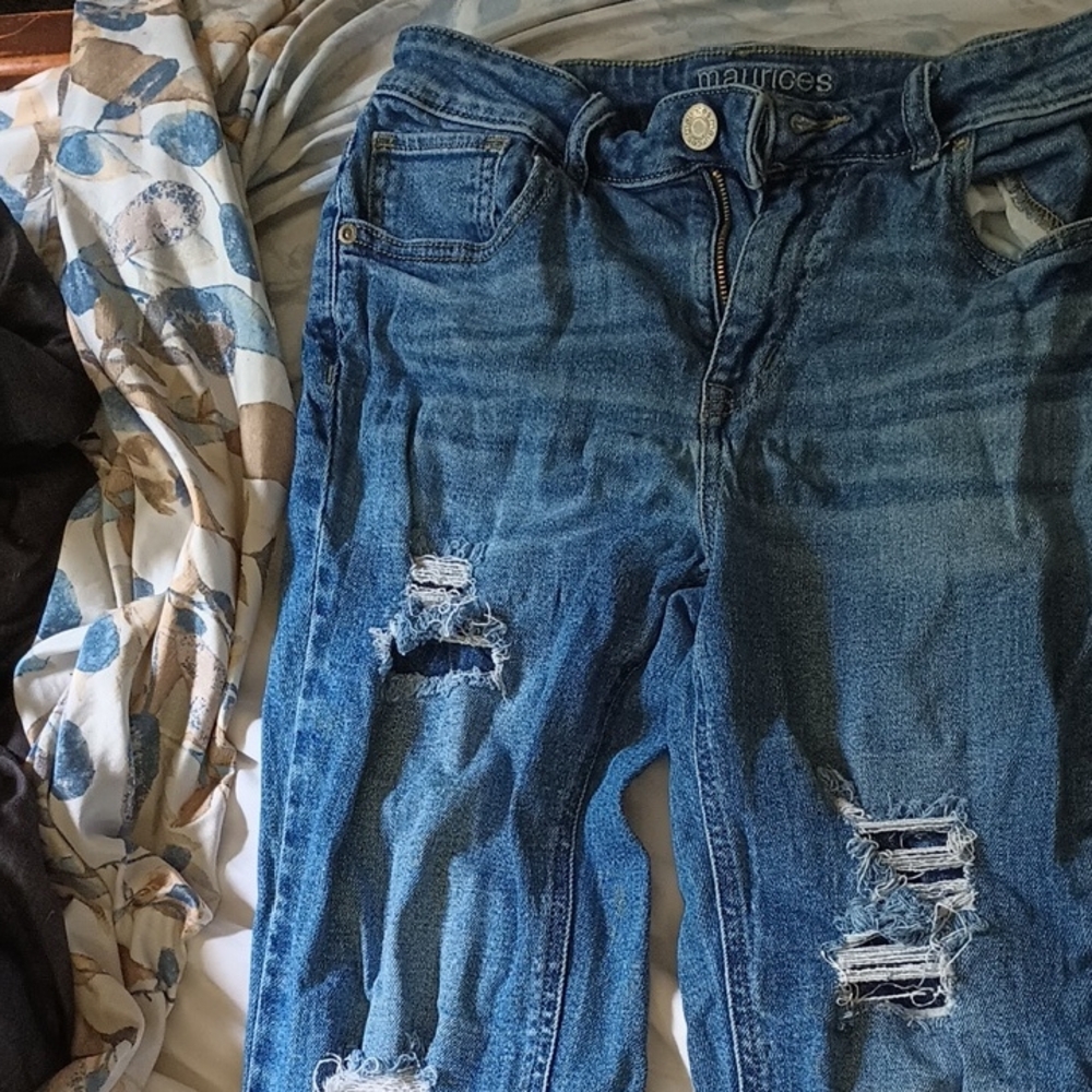 Maurices Boyfriend Blue Distressed Jeans